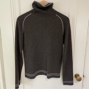 Patagonia Wool Turtleneck Sweater Contrast Trim Brown Purple‎ Size Small
